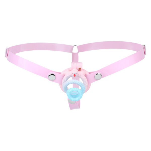 Soft Silicone Strap for Chastity Cages – Light Pink & Black — product image 7