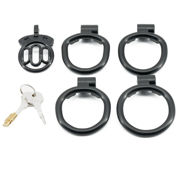 Plastic Flat Chastity Cage with 4 Rings – Multicolor — product image 16