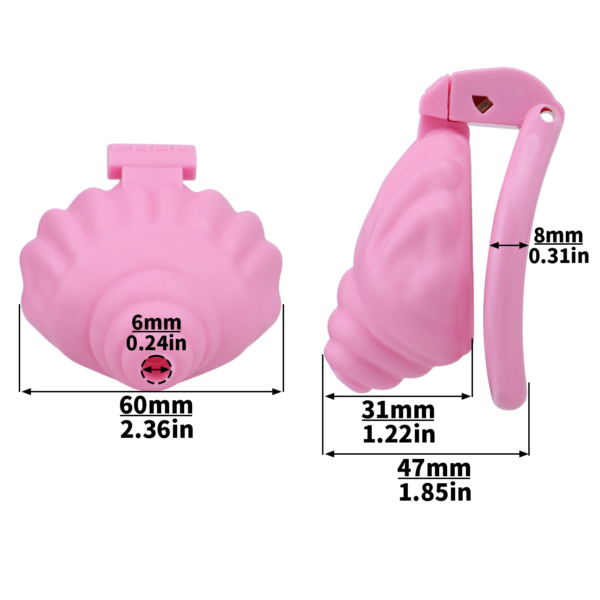 ABS Small Shell Chastity Cage Set with 4 Rings – Pink / Black / White — product image 10