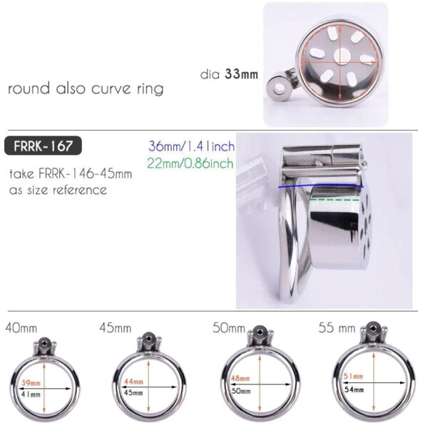 Flat Compact Chastity Cage with Ventilation Holes and Metal Catheter — product image 6
