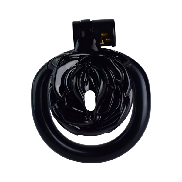 Rose Flat Chastity Cage with 4 Rings – Black / Pink / White — product image 11