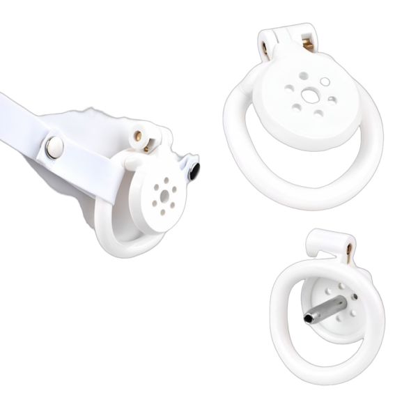 NEW Resin Flat Chastity Cage Set – White — product image 1