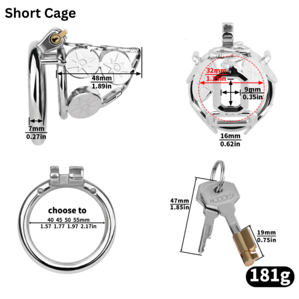 Stainless Steel Snake Guard Locking Chastity Cage (Short / Long) — product image 2