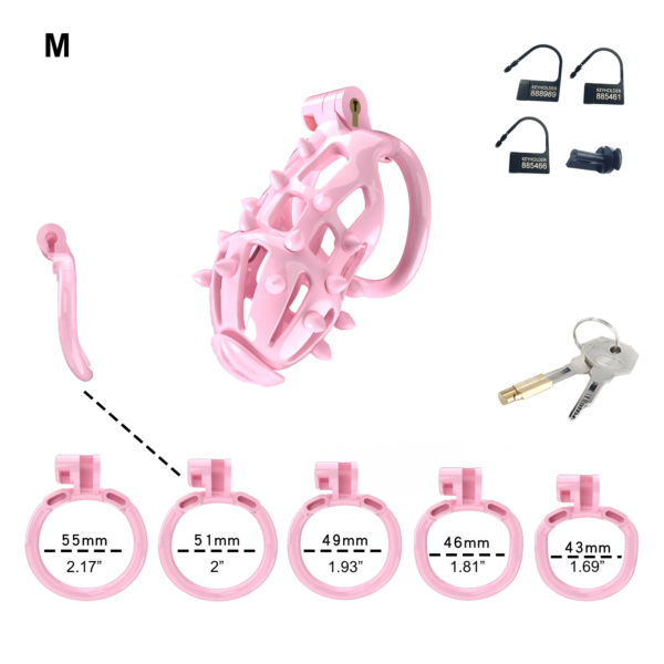 Pink Chastity Cage with Detachable Silicone Spikes — product image 10