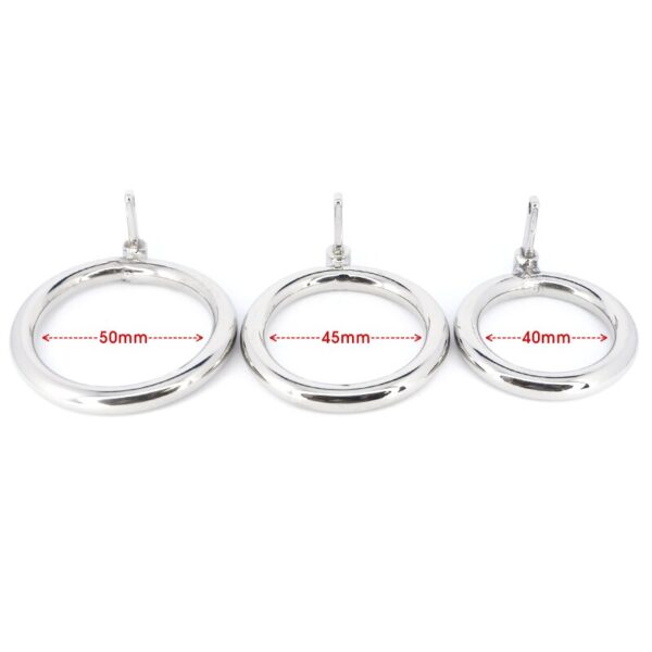 Spiked Chastity Cage – Metal Flat Cock Ring — product image 3