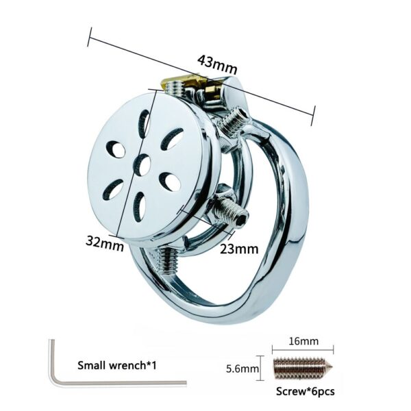 Spiked Flat Chastity Cage with Arc / Round Ring and Screws — product image 3