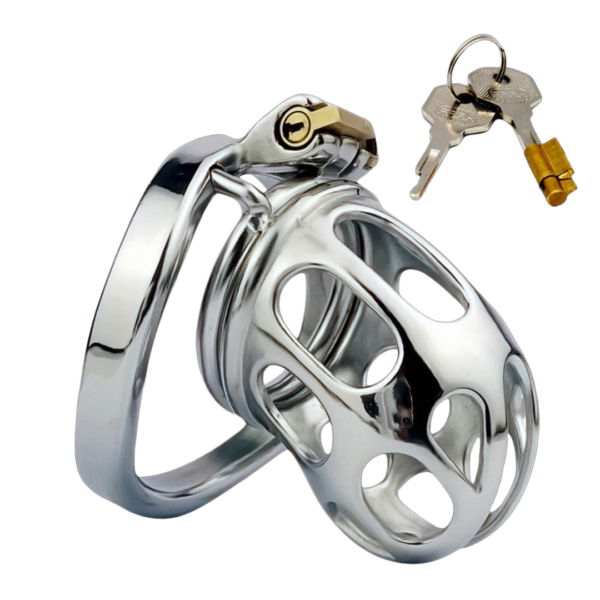 Short chastity cage in Stainless Steel with holes — product image 1