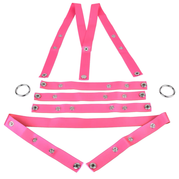 Triple-Support Elastic Strap for Chastity Cage – Black / Pink — product image 9