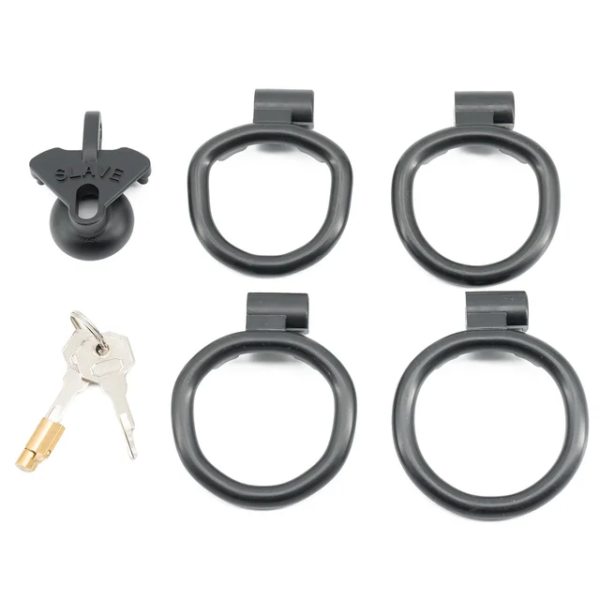 Slave Flat / Negative Chastity Cage with 4 Rings – Multicolor — product image 8