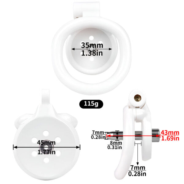 NEW Resin Flat Chastity Cage Set – White — product image 3
