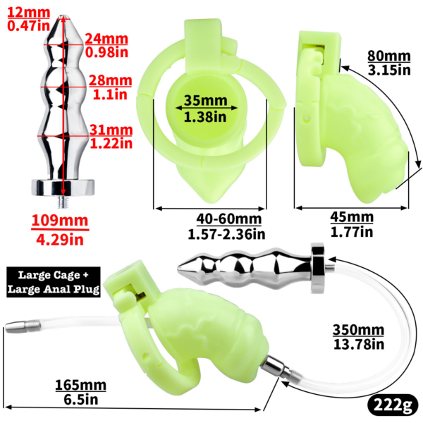 Versatile Resin Chastity Cage with Built-in Adjustable Ring and Detachable Butt Plug — product image 14