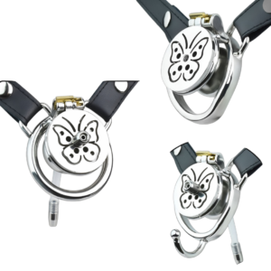 Butterfly Inverted Chastity Cage with PU Belt and Silicone Catheter — product image 1