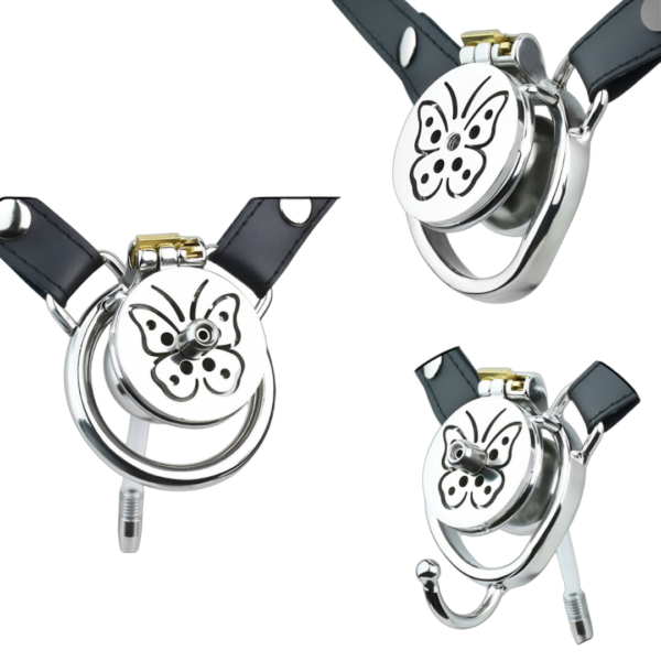 Butterfly Inverted Chastity Cage with PU Belt and Silicone Catheter — product image 1
