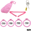 ABS Small Shell Chastity Cage Set with 4 Rings – Pink / Black / White — product image 13