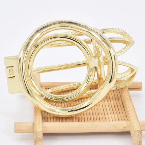 Curved Metal Gold Chastity Cage — product image 7