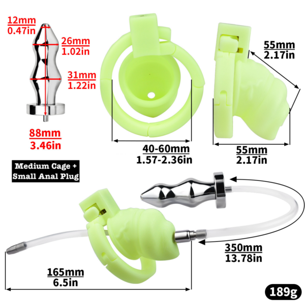 Versatile Resin Chastity Cage with Built-in Adjustable Ring and Detachable Butt Plug — product image 10