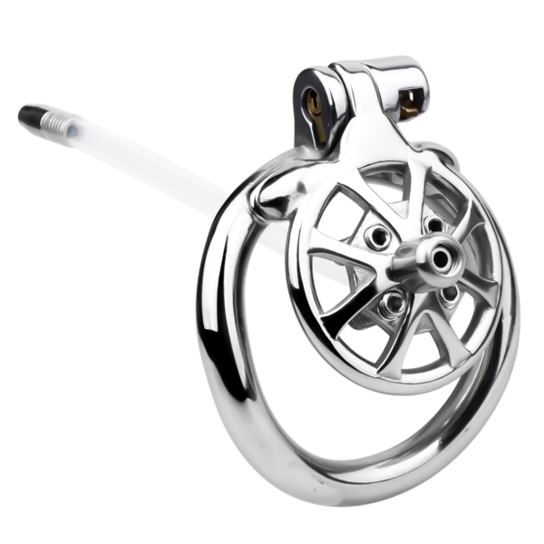 Versatile Flat Chastity Cage with Removable Spikes and Silicone / Metal Catheter — product image 11