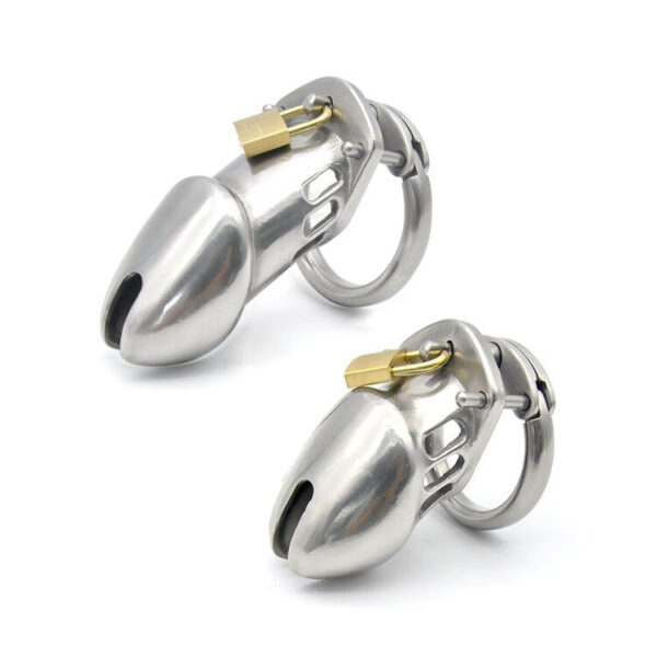 Polished Stainless Steel Cock Cage with Lock – Long Cage — product image 7