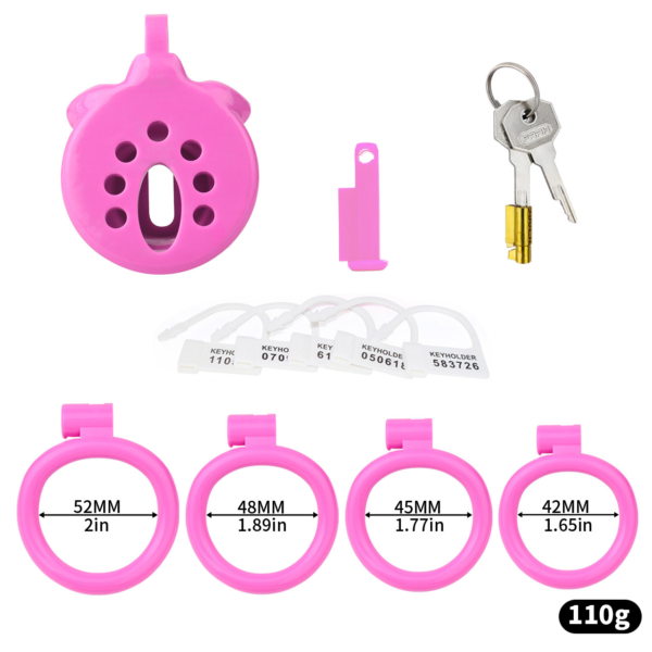 Flat Inverted Chastity Cage with 4 Base Rings and Adjustable Strap — product image 16