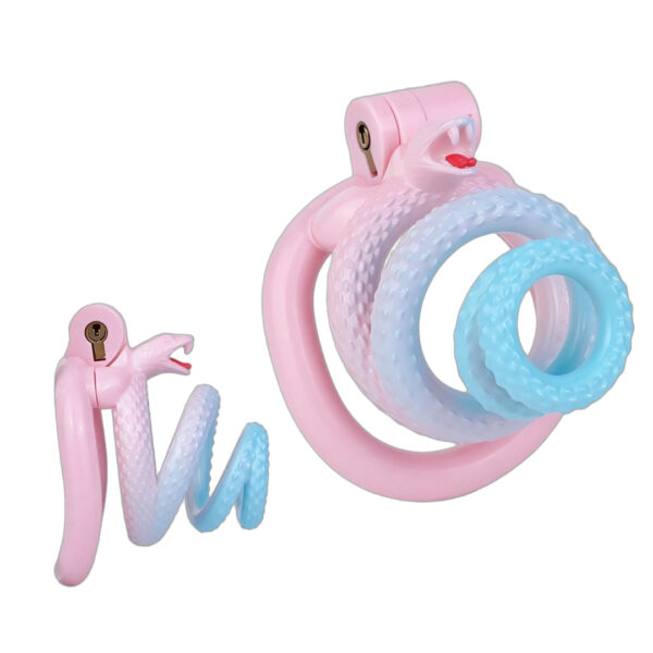 Fantasy Snake Chastity Cage – Light Pink & Blue Gradient — product image 1