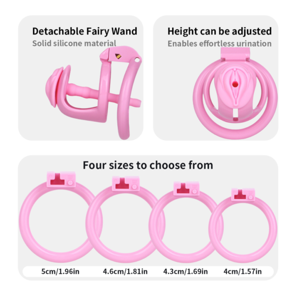 Lightweight Hard Resin Chastity Cage – Black & Pink — product image 2