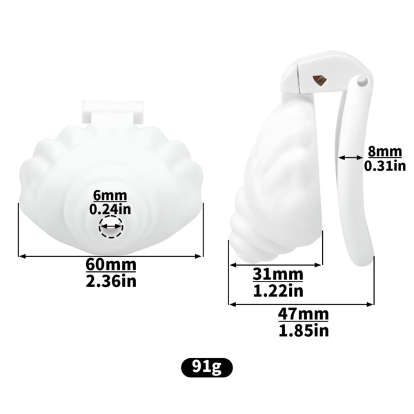ABS Small Shell Chastity Cage Set with 4 Rings – Pink / Black / White — product image 9