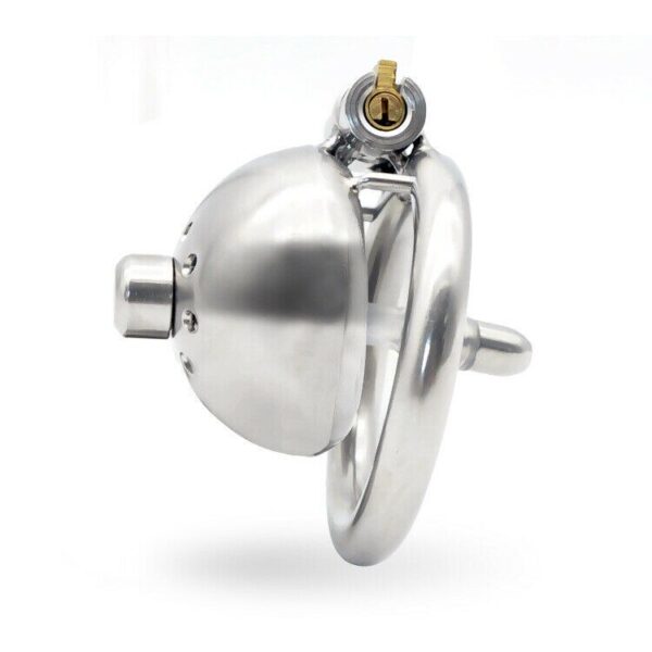 Stainless Steel Round Cock Cage with Urinary Catheter — product image 6