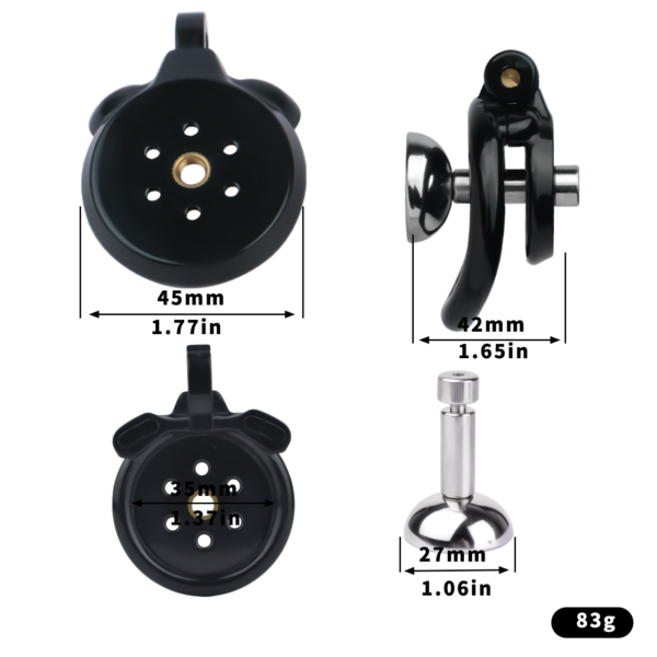 Lightweight Chastity Cage with Removable Inverted Plug and 4 Base Rings — product image 2