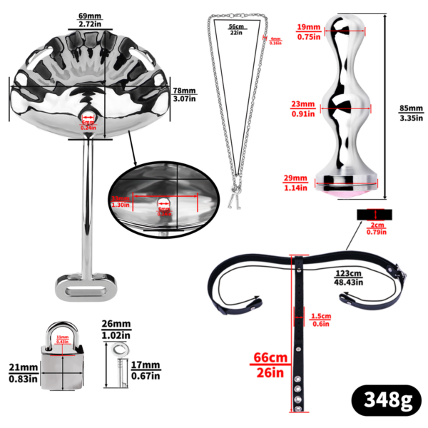 Tiny Shell Chastity Cage with Anal Plug and Catheter — product image 2