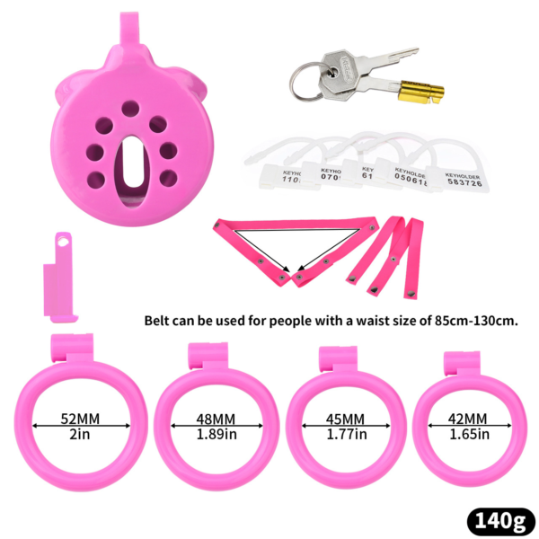 Flat Inverted Chastity Cage with 4 Base Rings and Adjustable Strap — product image 17