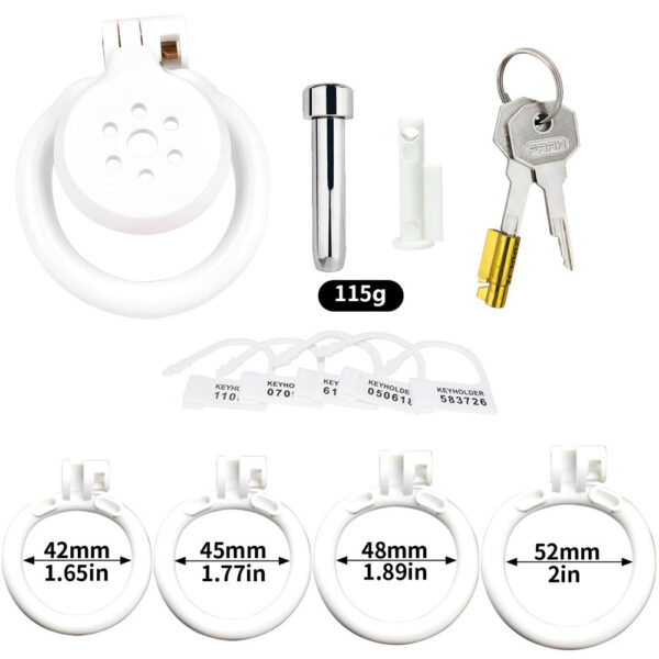 NEW Resin Flat Chastity Cage Set – White — product image 5