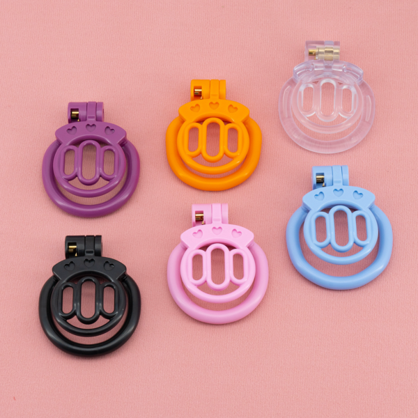Plastic Flat Chastity Cage with 4 Rings – Multicolor — product image 3