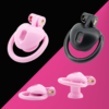 Heart-Shaped Flat & Inverted Chastity Cage – Black / Pink — product image 1
