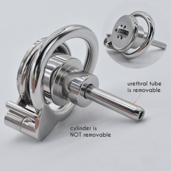 Stainless Steel Flat Inverted Chastity Cage with Cylinder – Type B — product image 2