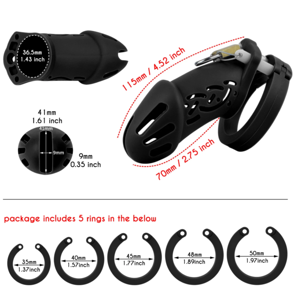 Soft Silicone Chastity Cage with Strap – Large / Small Size – Multicolor — product image 5