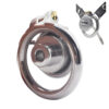 Small Short Inverted Chastity Cage with Strap and Silicone / Metal Urethral Tube — product image 9
