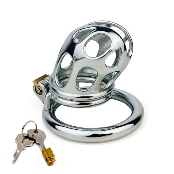 Short chastity cage in Stainless Steel with holes — product image 2