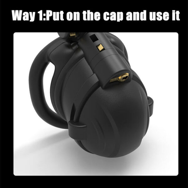 Double-Locked Black Resin Chastity Cage with Removable Cap and Spikes — product image 8