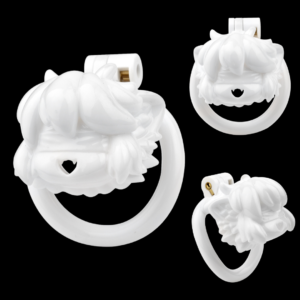 Small 3D Printed Anime Chastity Cage with 4 Rings and Strap — image 1 Small 3D Printed Anime Chastity Cage with 4 Rings and Strap — product image 1