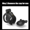 Double-Locked Black Resin Chastity Cage with Removable Cap and Spikes — product image 4