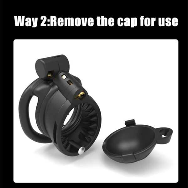 Double-Locked Black Resin Chastity Cage with Removable Cap and Spikes — product image 4