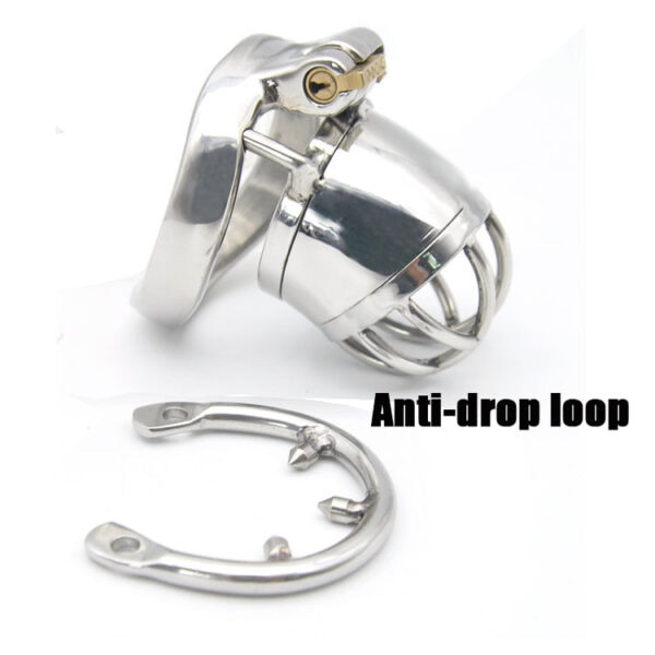 Stainless Steel Spiked Cock Cage with Anti-drop Loop Penis Ring — product image 2