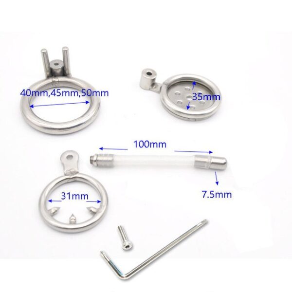 Flat Chastity Cage with Metal Urethral Catheter — product image 12
