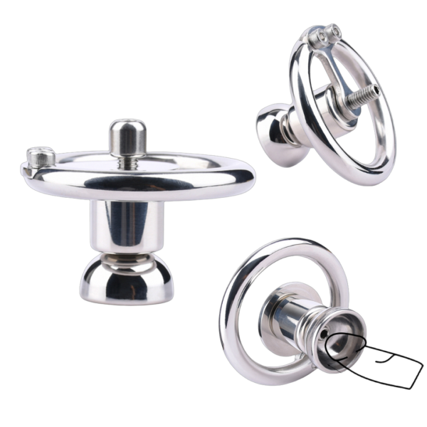 Tiny Reversing Chastity Cage with Stainless Steel Inverted Urine Plug — product image 1