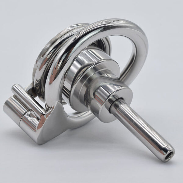 Metal Flat Inverted Chastity Cage with Urethral Catheter – Type B — product image 4