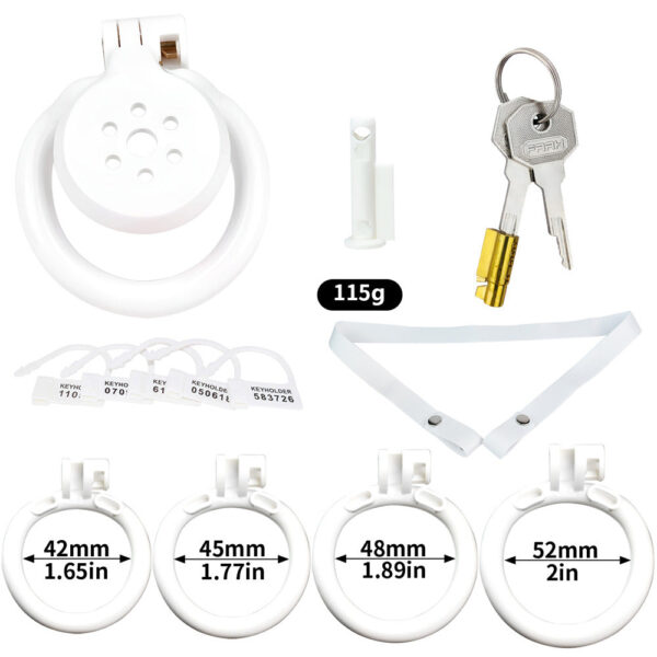 NEW Resin Flat Chastity Cage Set – White — product image 6