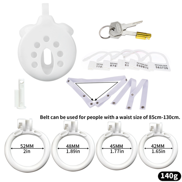 Flat Inverted Chastity Cage with 4 Base Rings and Adjustable Strap — product image 15