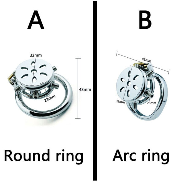 Spiked Flat Chastity Cage with Arc / Round Ring and Screws — product image 2