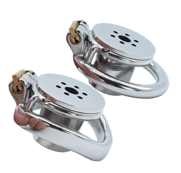 Flat Inverted Chastity Cage with Removable Stainless Steel Urethral Catheter — product image 5