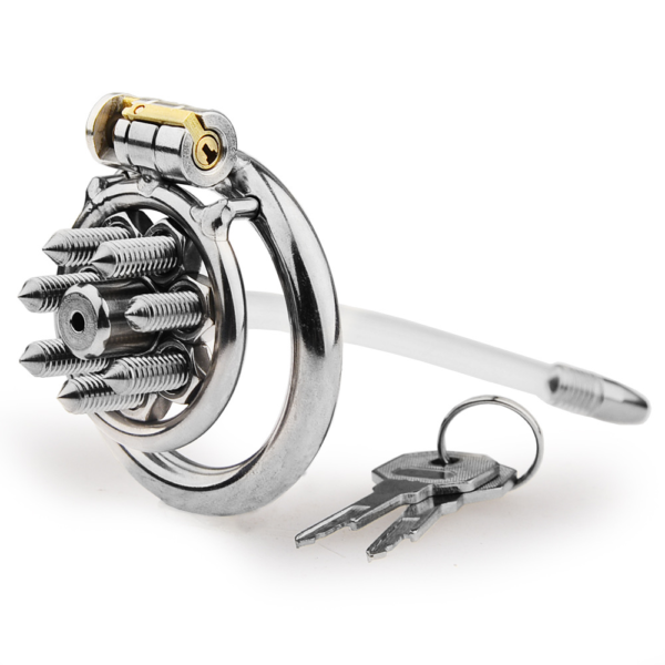 Flat Metal Chastity Cages with Removable Spikes — product image 2